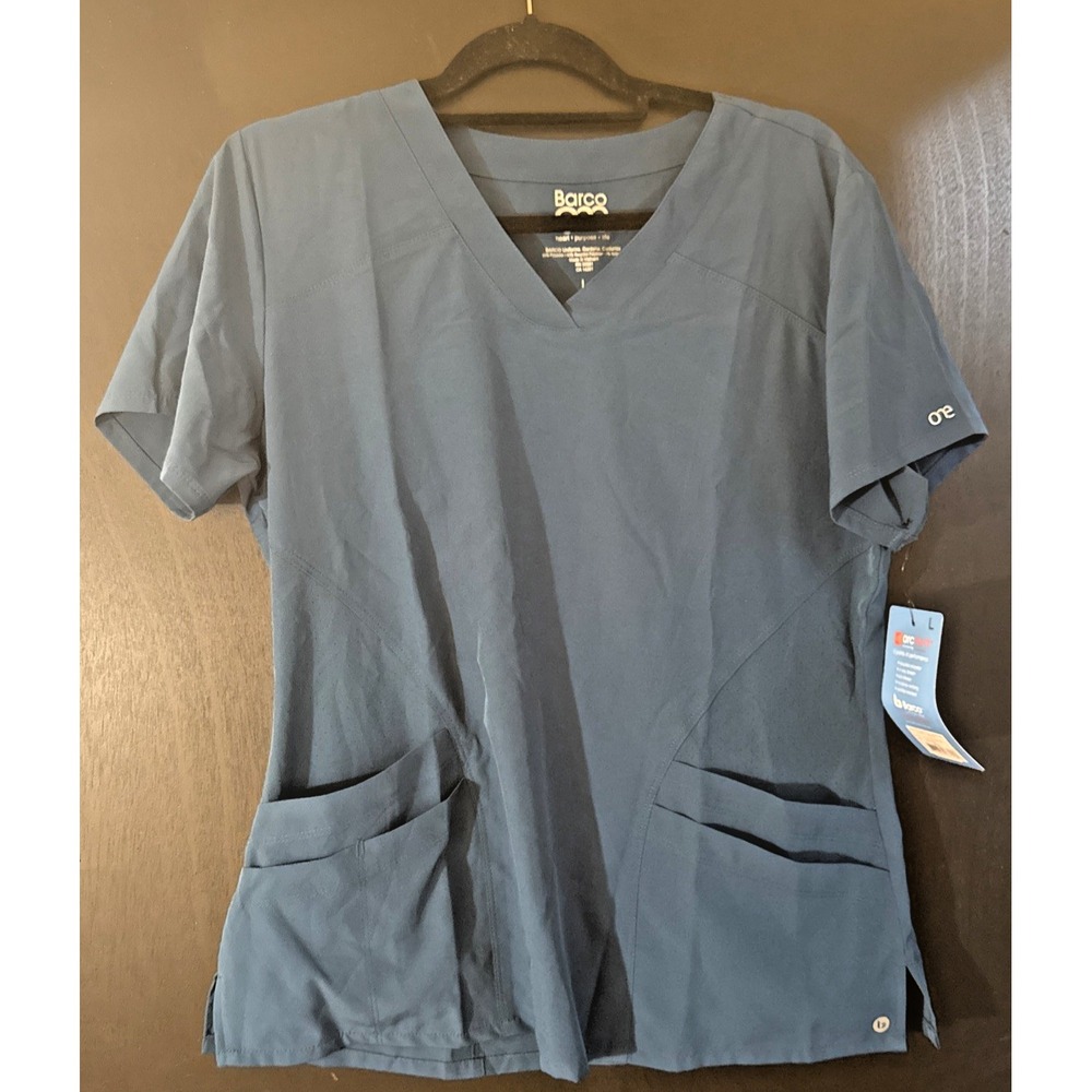 Scrub Top Barco One Scrub V-Neck Scrub Top Size L‎ Blue/grayish Bahama Blue